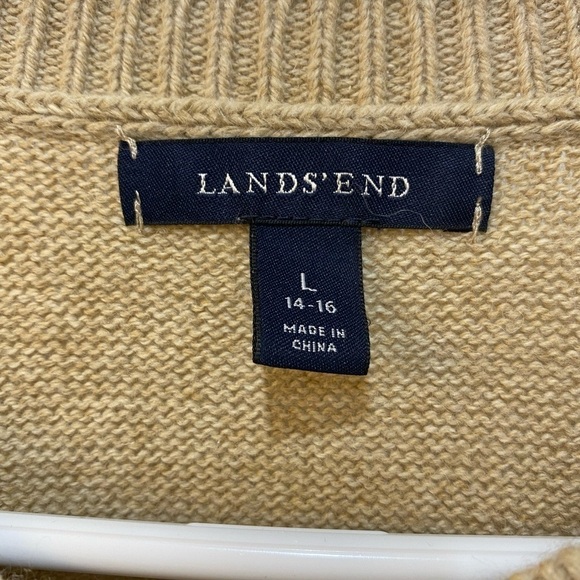 Lands' End Cable Knit Sweater Wool Blend Long Sleeve Lagenlook Women's Size L - Picture 3 of 6